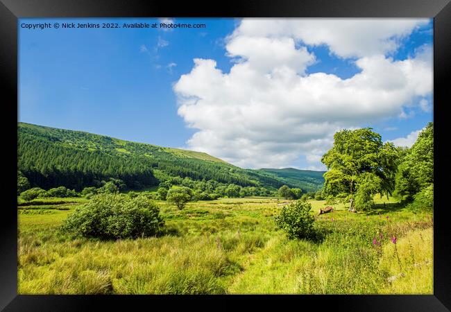 Looking up the Talybont Valley from the Reservoir  Framed Print by Nick Jenkins