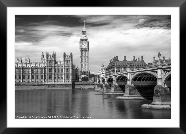 London. Big Ben and Westminster bridge Framed Mounted Print by Delphimages Art
