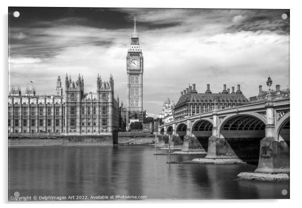 London. Big Ben and Westminster bridge Acrylic by Delphimages Art
