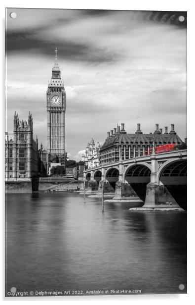 London. Big Ben and Westminster bridge Acrylic by Delphimages Art