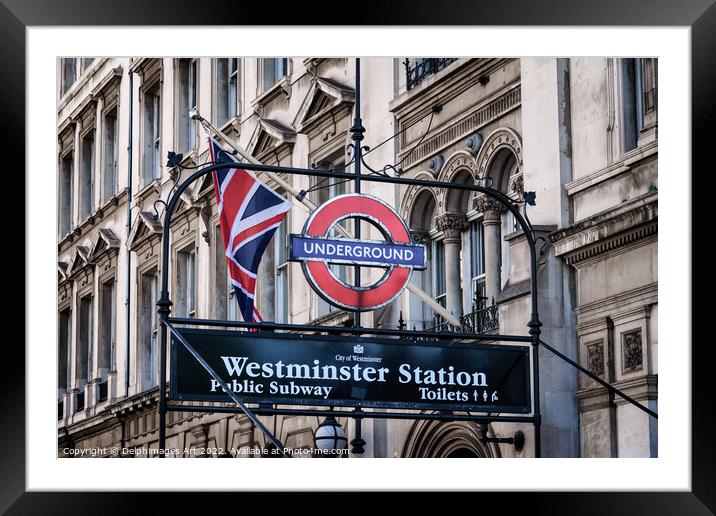 London Westminster station underground sign Framed Mounted Print by Delphimages Art