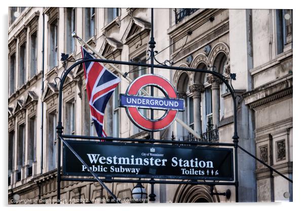 London Westminster station underground sign Acrylic by Delphimages Art