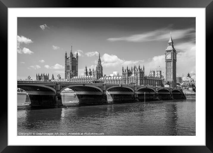London Westminster bridge the houses of Parliament Framed Mounted Print by Delphimages Art