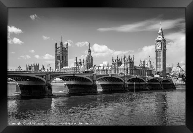 London Westminster bridge the houses of Parliament Framed Print by Delphimages Art