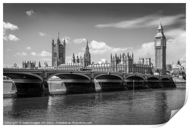 London Westminster bridge the houses of Parliament Print by Delphimages Art