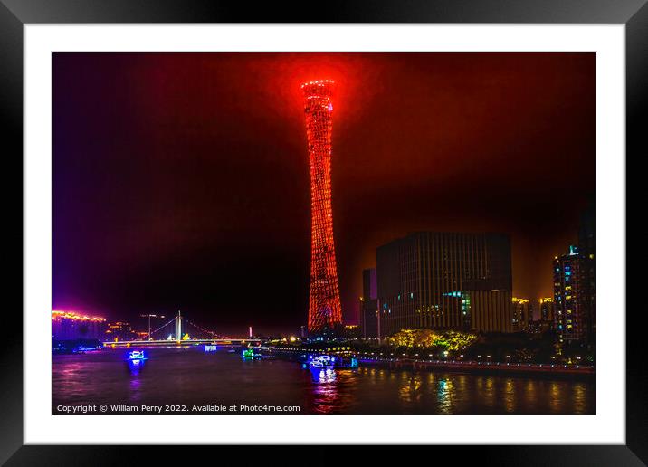 Canton Guangzhou Tower Pearl River Guangzhou Guangdong China Framed Mounted Print by William Perry
