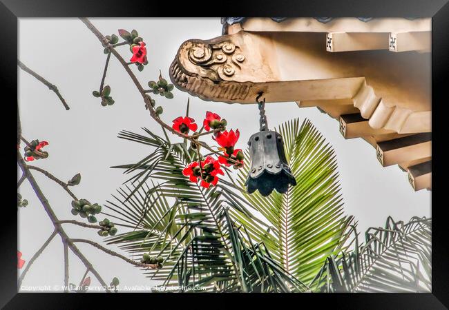 Red Bombax Ceiba Flower Sun Yat-Sen Memorial Guangzhou China Framed Print by William Perry