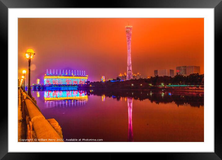Canton Tower Sports Stadium  Pearl River Guangzhou Guangdong Pro Framed Mounted Print by William Perry