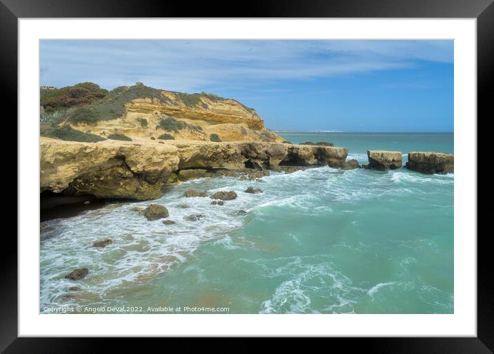 Aveiros beach in Albufeira Framed Mounted Print by Angelo DeVal