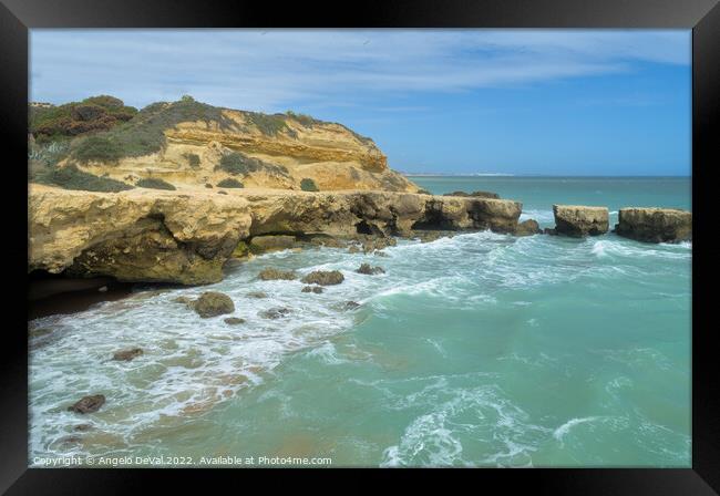 Aveiros beach in Albufeira Framed Print by Angelo DeVal