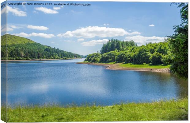 Pontsticill Reservoir facing South Brecon Beacons Canvas Print by Nick Jenkins