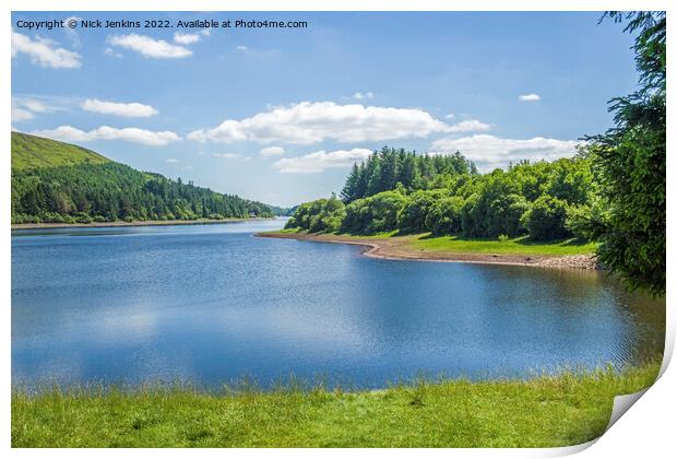 Pontsticill Reservoir facing South Brecon Beacons Print by Nick Jenkins