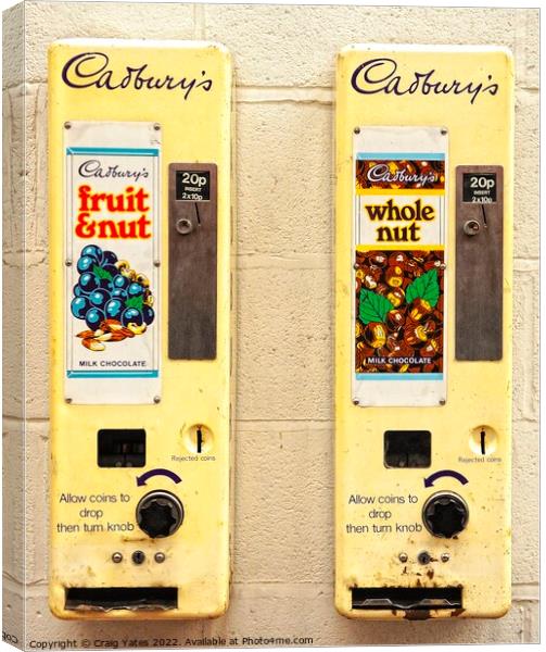 Retro Cadbury Chocolate Vending Machines Canvas Print by Craig Yates