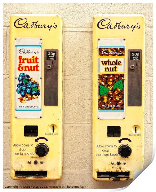 Retro Cadbury Chocolate Vending Machines Print by Craig Yates