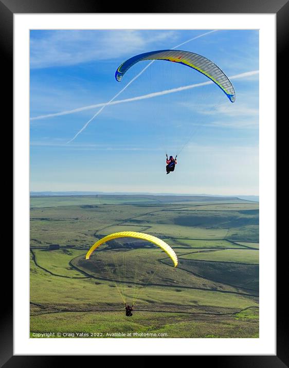 Paragliders on  Rushup Edge Peak District Framed Mounted Print by Craig Yates