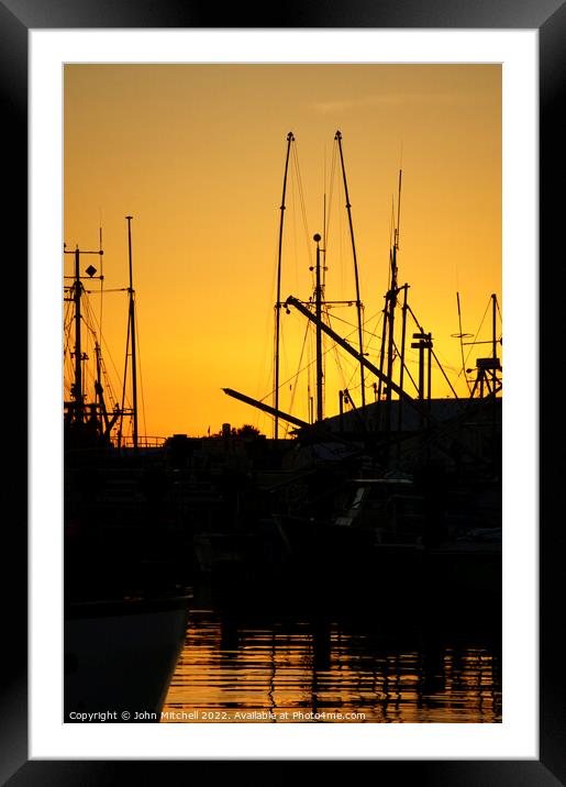 Fishing Boats at Sunset Framed Mounted Print by John Mitchell