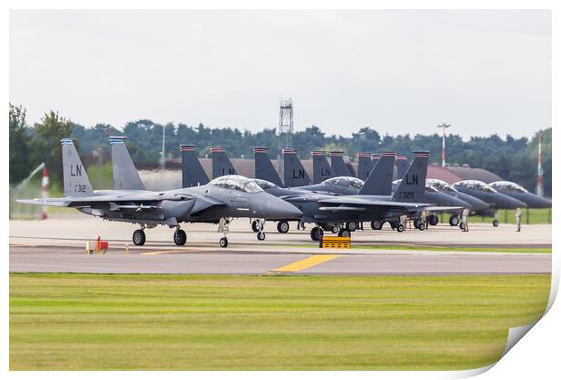 F-15E Strike Eagles prepare to depart Print by Jason Wells