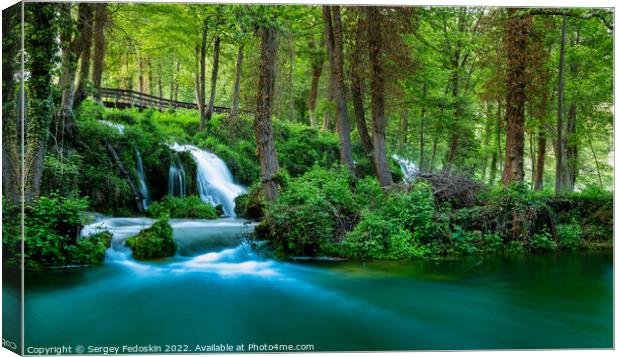 Waterfalls on Pliva river near Jajce city. Bosnia and Herzegovina. Canvas Print by Sergey Fedoskin