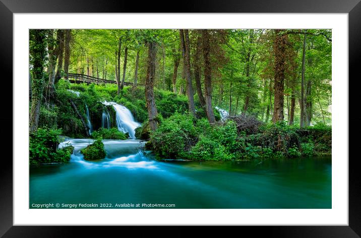 Waterfalls on Pliva river near Jajce city. Bosnia and Herzegovina. Framed Mounted Print by Sergey Fedoskin