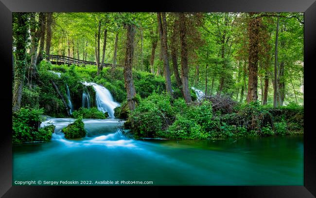 Waterfalls on Pliva river near Jajce city. Bosnia and Herzegovina. Framed Print by Sergey Fedoskin