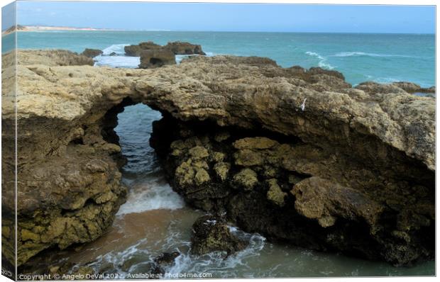 Rock formation in Aveiros Beach, Albufeira Canvas Print by Angelo DeVal