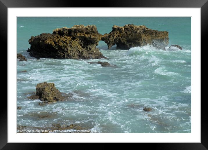 Rocks in Aveiros Beach, Albufeira Framed Mounted Print by Angelo DeVal