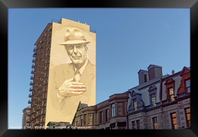 Leonard Cohen Mural in Montreal Framed Print by John Mitchell