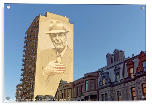 Leonard Cohen Mural in Montreal Acrylic by John Mitchell
