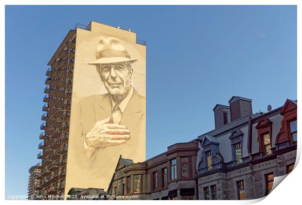 Leonard Cohen Mural in Montreal Print by John Mitchell