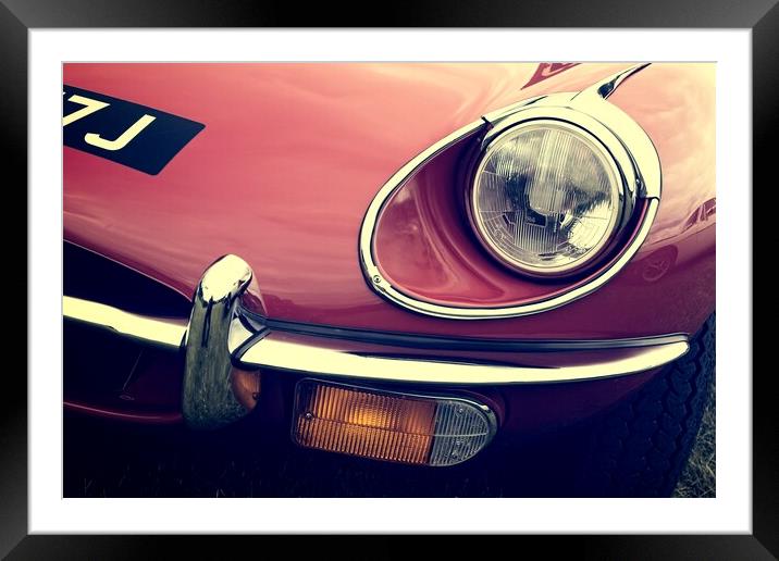 Red E-Type Headlight Framed Mounted Print by Rob Cole