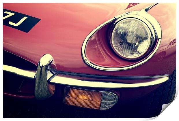 Red E-Type Headlight Print by Rob Cole