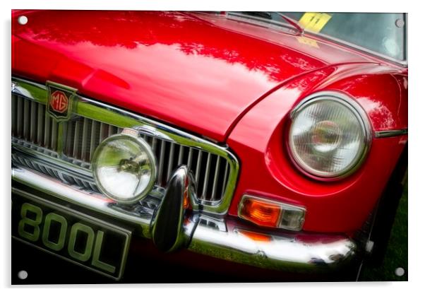 Timeless Beauty The Red MGB Sports Car Acrylic by Rob Cole