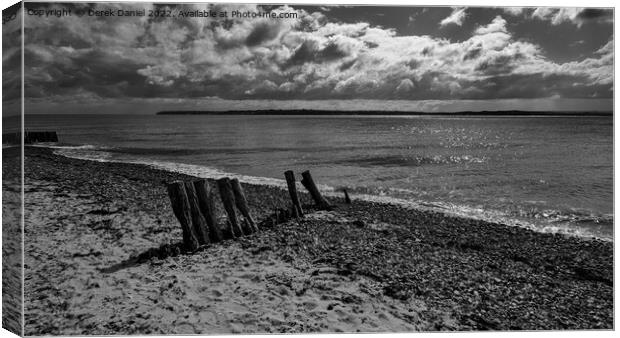 Lepe Beach, Beaulieu, Hampshire (mono) Canvas Print by Derek Daniel