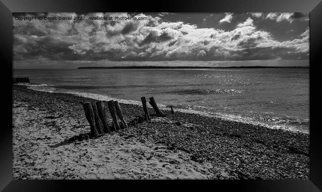 Lepe Beach, Beaulieu, Hampshire (mono) Framed Print by Derek Daniel