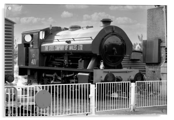 Steam Locomotive No. 401 Thomas Burt (B/W) Acrylic by Kevin Maughan