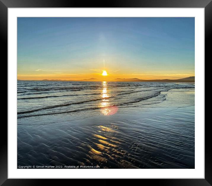 Sunset on Harlech beach Framed Mounted Print by Simon Marlow