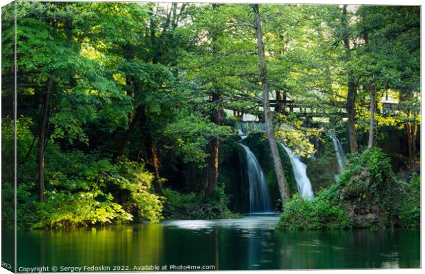 Waterfalls on Pliva river near Jajce city. Bosnia and Herzegovina. Canvas Print by Sergey Fedoskin