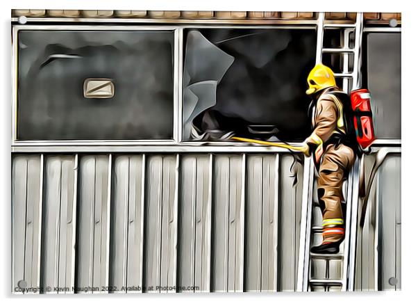 Fireman Fighting The Fire (1) Digital Art Acrylic by Kevin Maughan