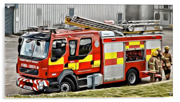 Firemen Standing By (Digital Art)  Acrylic by Kevin Maughan