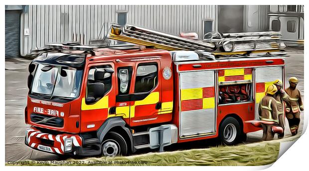 Firemen Standing By (Digital Art)  Print by Kevin Maughan