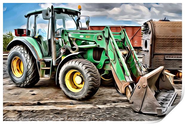 John Deer Tractor (Digital Art Version) Print by Kevin Maughan