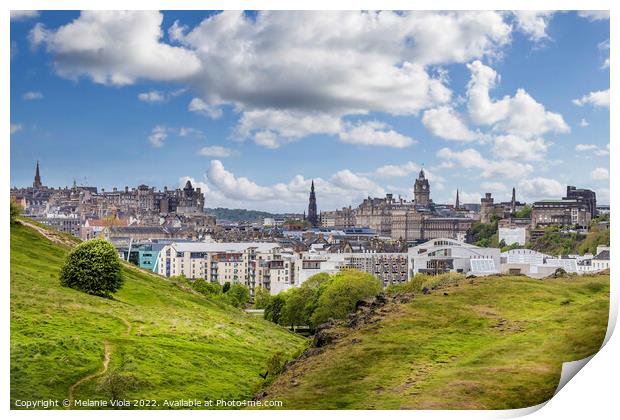 View over Edinburgh from Holyrood Park Print by Melanie Viola