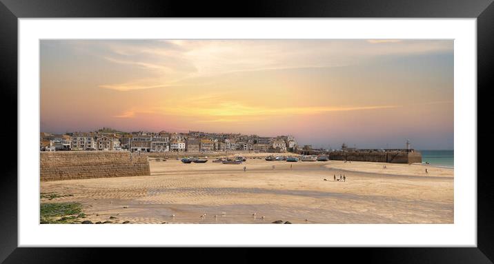 Majestic Sunset Over St Ives Bay Framed Mounted Print by kathy white