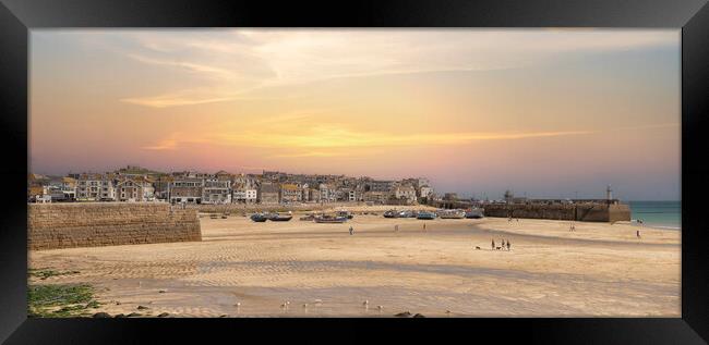 Majestic Sunset Over St Ives Bay Framed Print by kathy white