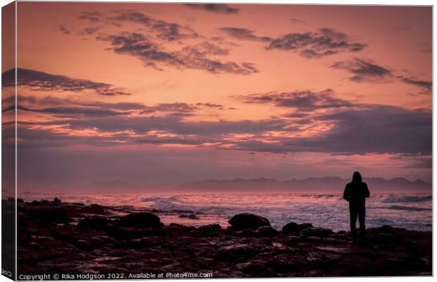 Burning sunrise, Muizenberg, Cape Town Canvas Print by Rika Hodgson