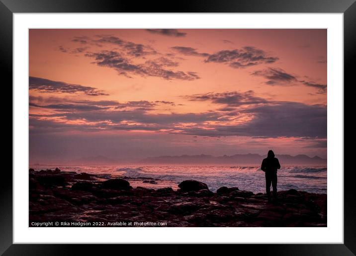 Burning sunrise, Muizenberg, Cape Town Framed Mounted Print by Rika Hodgson