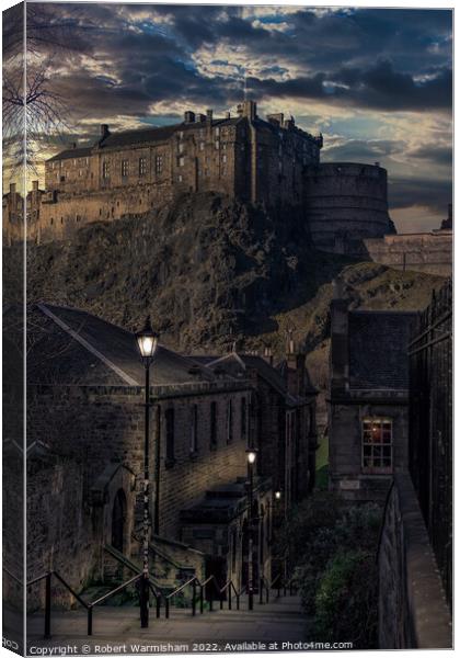Edinburgh Castle from the Vennel Canvas Print by RJW Images