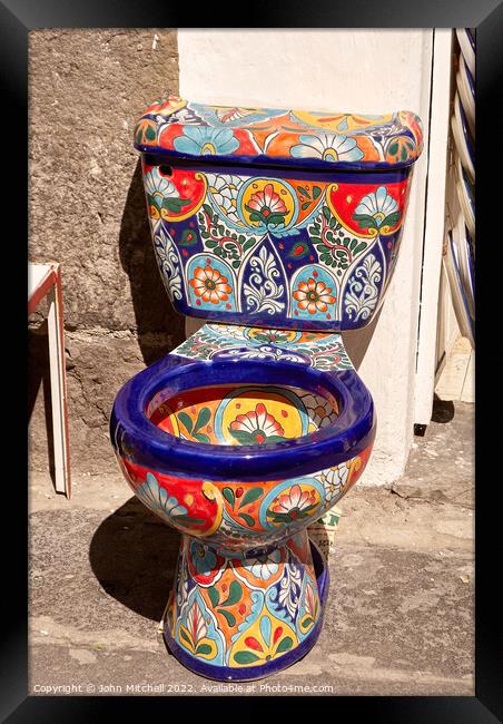 Colourful Mexican Toilet Bowl Framed Print by John Mitchell