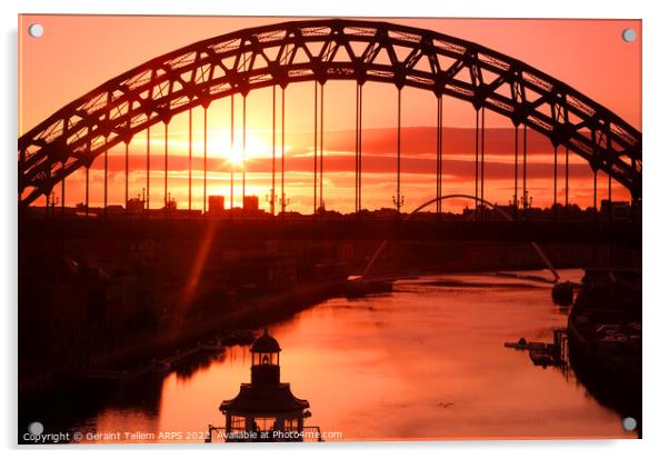 Sunrise over the Tyne Bridge, Newcastle upon Tyne, England, UK Acrylic by Geraint Tellem ARPS
