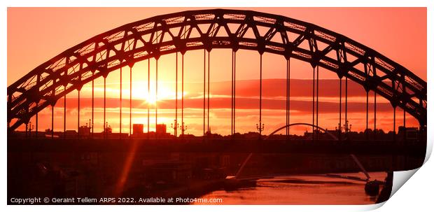 Sunrise over the Tyne Bridge, Newcastle upon Tyne, England, UK Print by Geraint Tellem ARPS